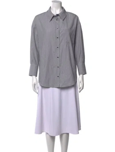 Pre-owned Anine Bing Striped Long Sleeve Button-up Top In Multi