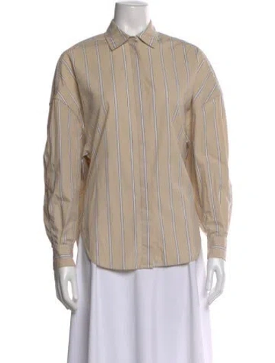 Pre-owned Anine Bing Striped Long Sleeve Button-up Top In Neutral