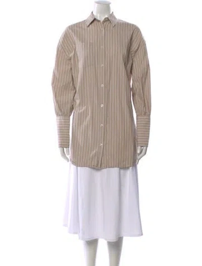 Pre-owned Anine Bing Striped Long Sleeve Button-up Top In Neutral
