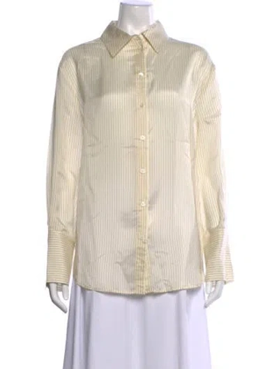 Pre-owned Anine Bing Striped Long Sleeve Button-up Top In Neutral