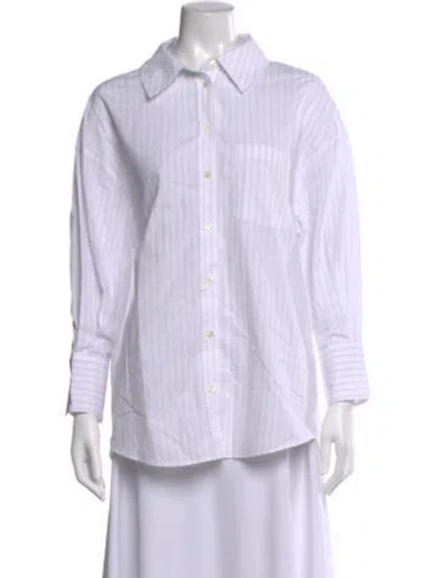 Pre-owned Anine Bing Striped Long Sleeve Button-up Top W/ Tags In White