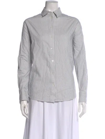 Pre-owned Anine Bing Striped Long Sleeve Button-up Top In White