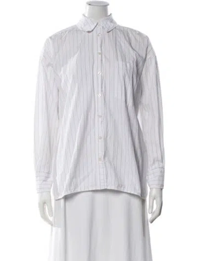 Pre-owned Anine Bing Striped Long Sleeve Button-up Top In White