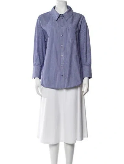 Pre-owned Anine Bing Striped Long Sleeve Top In Blue