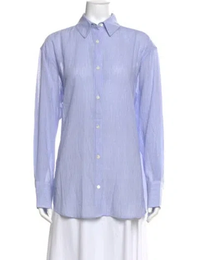 Pre-owned Anine Bing Striped Long Sleeve Top In Blue