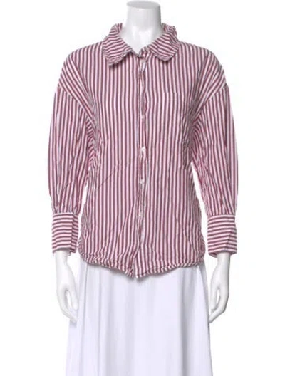 Pre-owned Anine Bing Striped Long Sleeve Top In Red