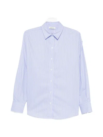 Anine Bing Essie Striped Cotton-poplin Shirt In Blue