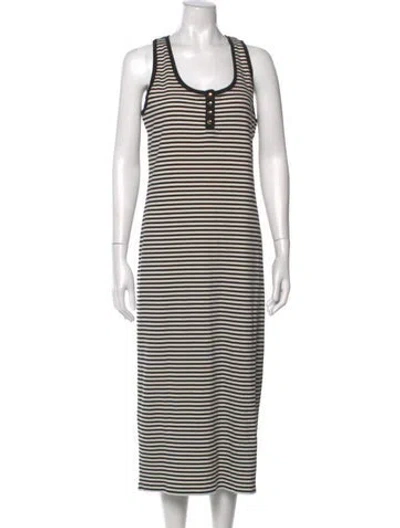 Pre-owned Anine Bing Striped Midi Length Dress W/ Tags In White