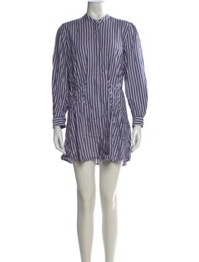 Pre-owned Anine Bing Striped Mini Dress In Blue