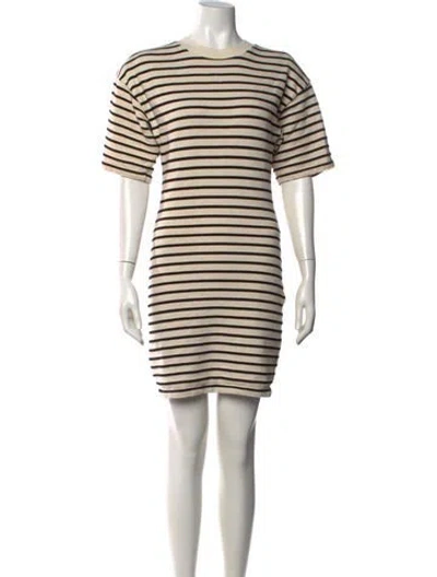 Pre-owned Anine Bing Striped Mini Dress In Neutral