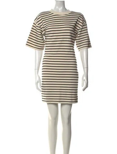 Pre-owned Anine Bing Striped Mini Dress In Neutrals