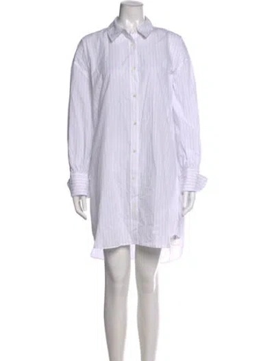 Pre-owned Anine Bing Striped Mini Dress In White