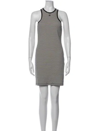 Pre-owned Anine Bing Striped Mini Dress In White