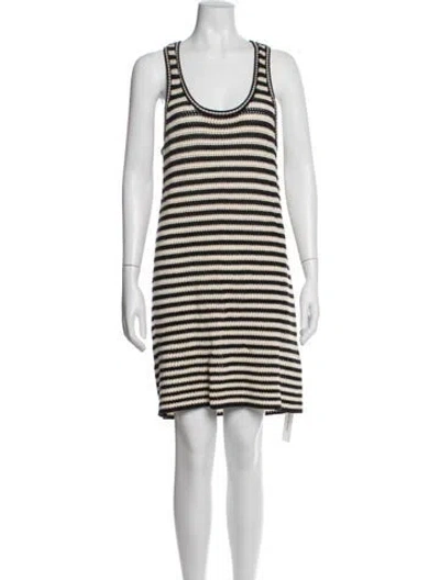 Pre-owned Anine Bing Striped Mini Dress In White