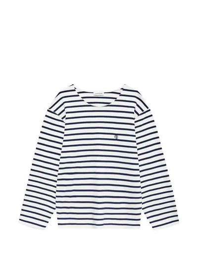 Anine Bing Striped-pattern Long-sleeved T-shirt In Blue