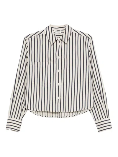 Anine Bing Striped Pocket Shirt In Neutral