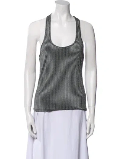 Pre-owned Anine Bing Striped Scoop Neck Top In Gray