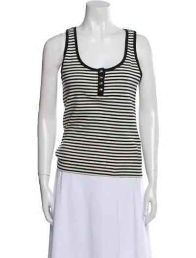 Pre-owned Anine Bing Striped Scoop Neck Top In Gray