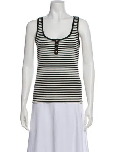 Pre-owned Anine Bing Striped Scoop Neck Top In Neutral