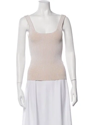 Pre-owned Anine Bing Striped Scoop Neck Top In Neutral