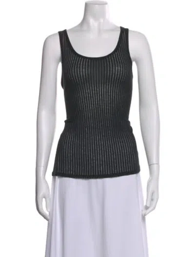 Pre-owned Anine Bing Striped Scoop Neck Top W/ Tags In Black