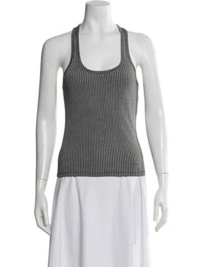 Pre-owned Anine Bing Striped Scoop Neck Top W/ Tags In Grey