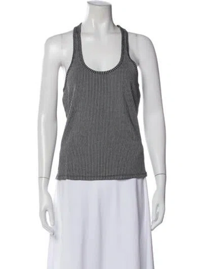 Pre-owned Anine Bing Striped Scoop Neck Top In White