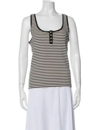 Pre-owned Anine Bing Striped Scoop Neck Top In White