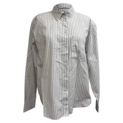 Anine Bing Striped Shirt In White Cotton
