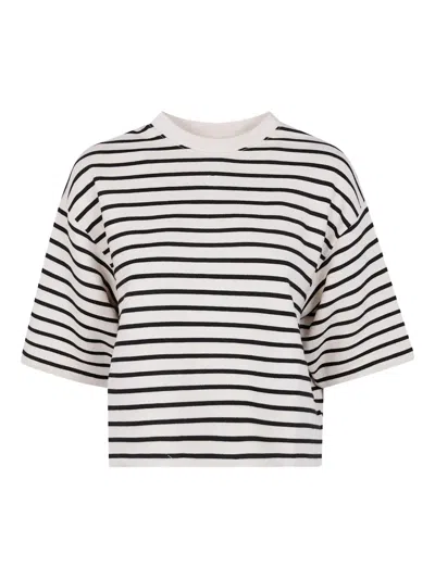 Anine Bing Striped Short-sleeve T-shirt In Black