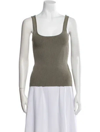 Pre-owned Anine Bing Striped Square Neckline Top In Green