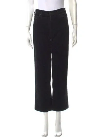 Pre-owned Anine Bing Striped Straight Leg Pants In Black