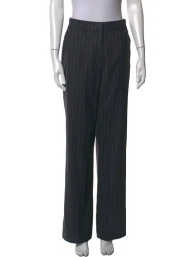 Pre-owned Anine Bing Striped Straight Leg Pants In Grey