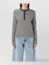 Anine Bing Alessia Long Sleeve Tee In Cream And Black Stripe In Multicolor