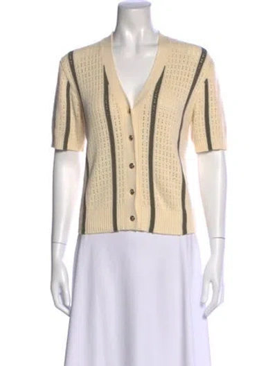 Pre-owned Anine Bing Striped V-neck Sweater In Neutral