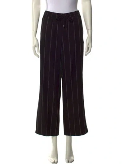 Pre-owned Anine Bing Striped Wide Leg Pants In Black