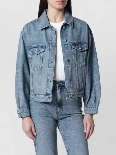 Anine Bing Structured Jacket Chest Pockets Silver Hardware In Blue