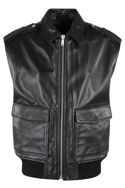 Anine Bing Sonnie Vest In Black Leather