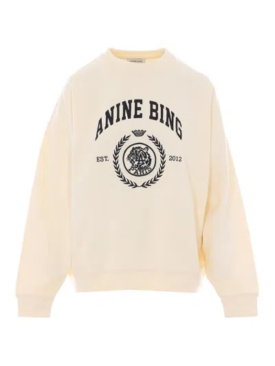 Anine Bing Miles Logo-print Cotton Sweatshirt In White