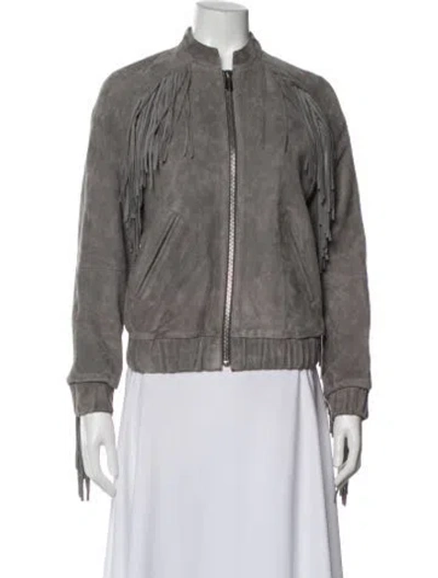 Pre-owned Anine Bing Suede Bomber Jacket In Gray