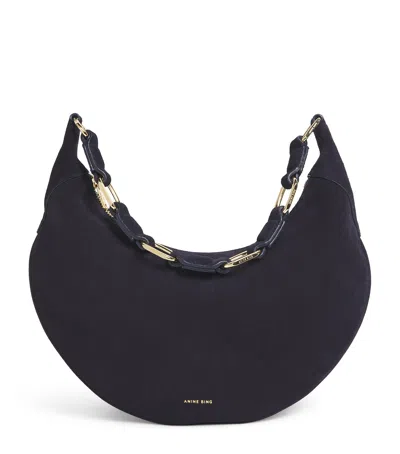 Anine Bing Suede Kate Shoulder Bag In Black