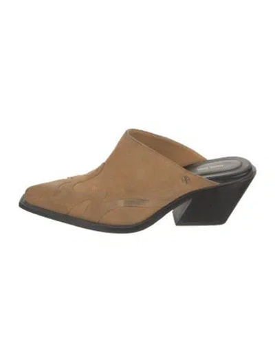 Pre-owned Anine Bing Suede Mules In Brown