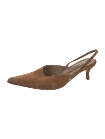 Pre-owned Anine Bing Suede Slingback Pumps In Brown