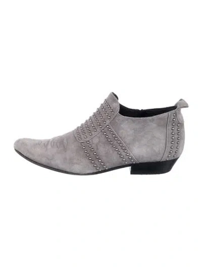 Pre-owned Anine Bing Suede Studded Accents Boots In Gray