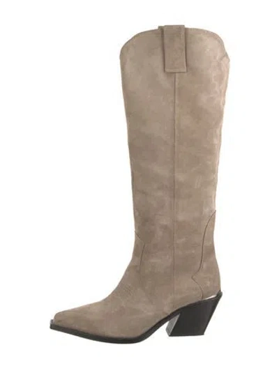 Pre-owned Anine Bing Suede Western Boots In Black/neutrals