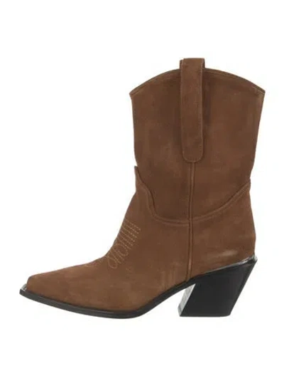 Pre-owned Anine Bing Suede Western Boots In Brown
