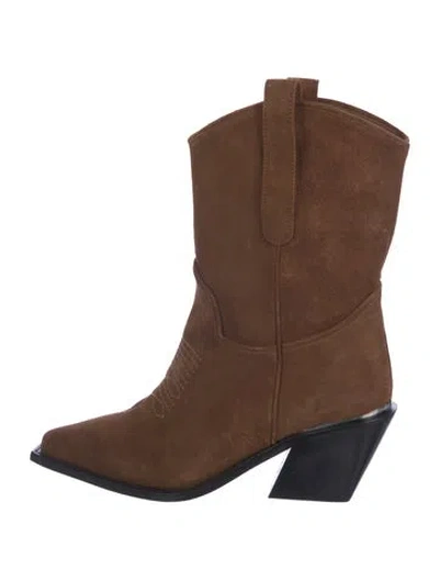 Pre-owned Anine Bing Suede Western Boots In Brown
