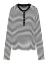 Anine Bing Alessia Long Sleeve Tee In Cream And Black Stripe In Black