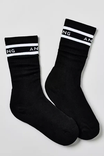 Anine Bing Sully Sporty Crew Socks In Black