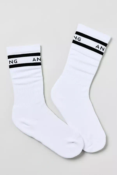 Anine Bing Sully Sporty Crew Socks In White